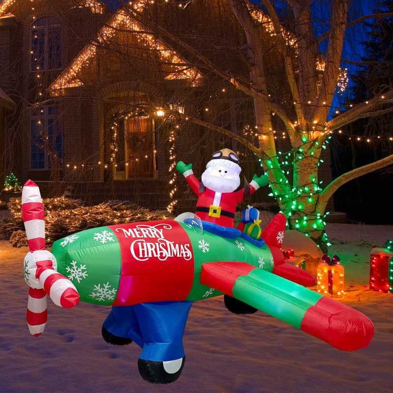 16’ Long deals Christmas Inflatable Santa in Airplane